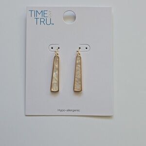 Time and Tru Gold-Tone Drop Earrings with Pearl Inlay